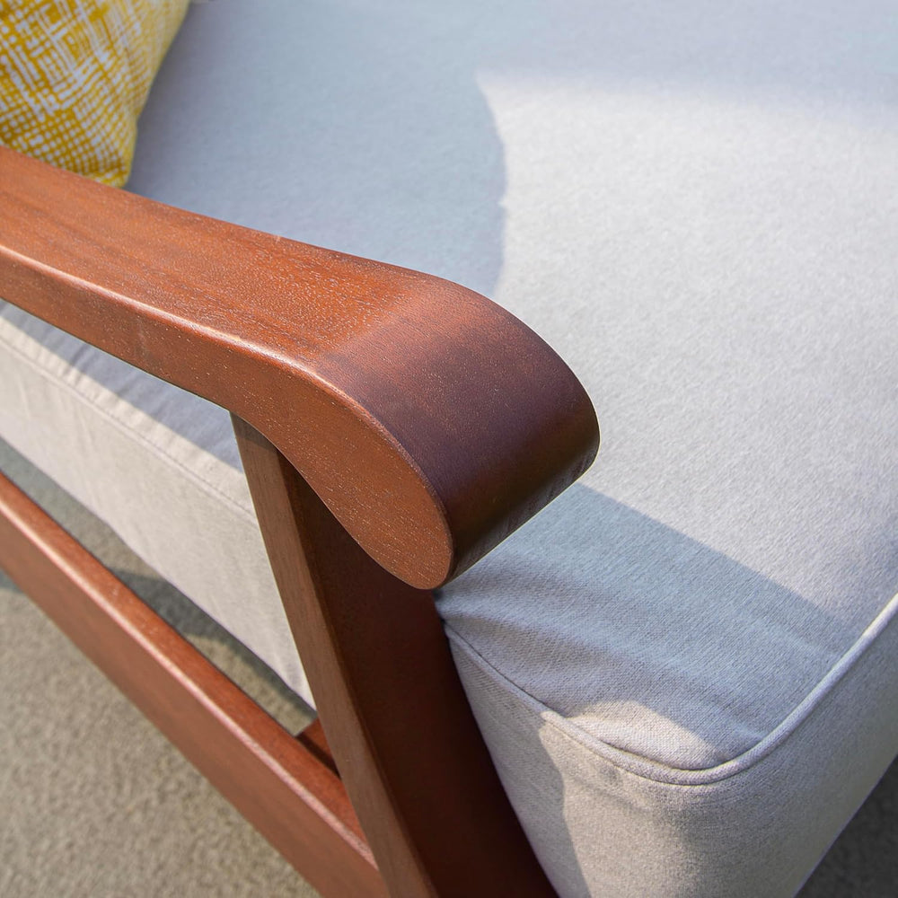Cambridge Casual Mahogany Wood Como Patio Daybed, 3-Seater, Oyster Cushion