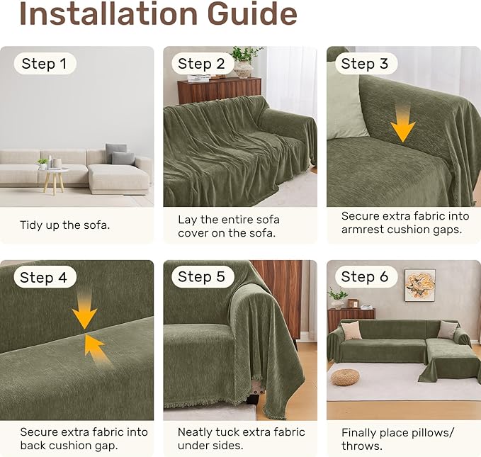 Sectional Couch Covers, 2 Pieces Washable L Shaped Couch Covers Sofa Blanket - Image 7