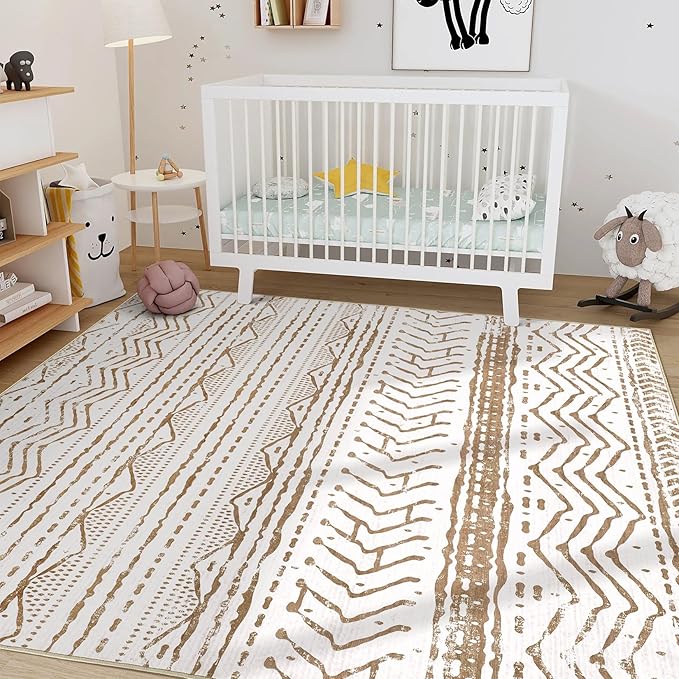 Nakagishi Area Rug Living Room Rugs: 5x7 Machine Washable Boho Large Neutral - Image 8