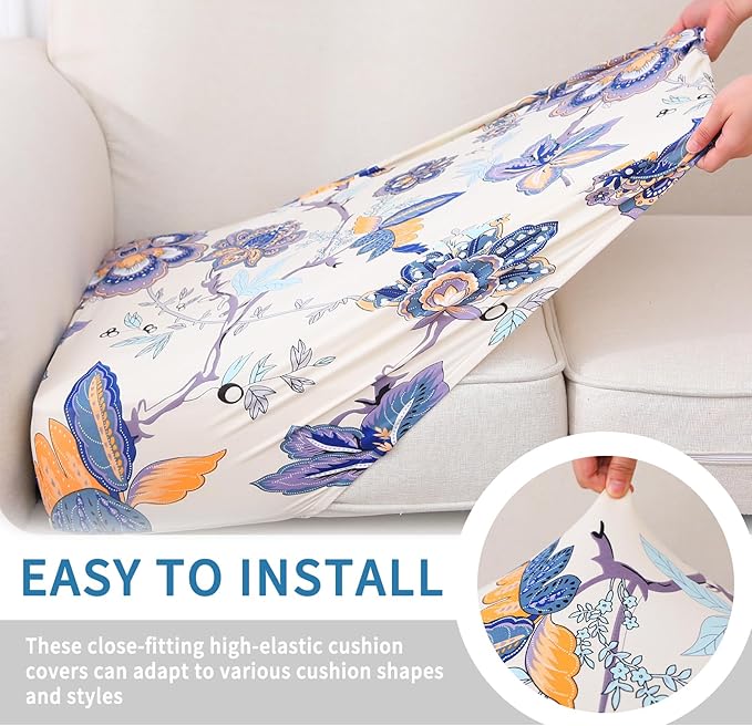 hyha Printed Couch Cushion Covers, Floral Sofa Covers Washable - Image 4
