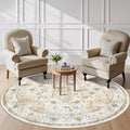 AMADA HOMEFURNISHING Round 8ft Area Rugs, Low-Profile Washable Rug by AMADAHOMEFURNISHING