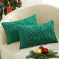 decorUhome Throw Pillow Covers 12x20 Inch Set of 2, Soft Plush Faux Wool Green by decorUhome