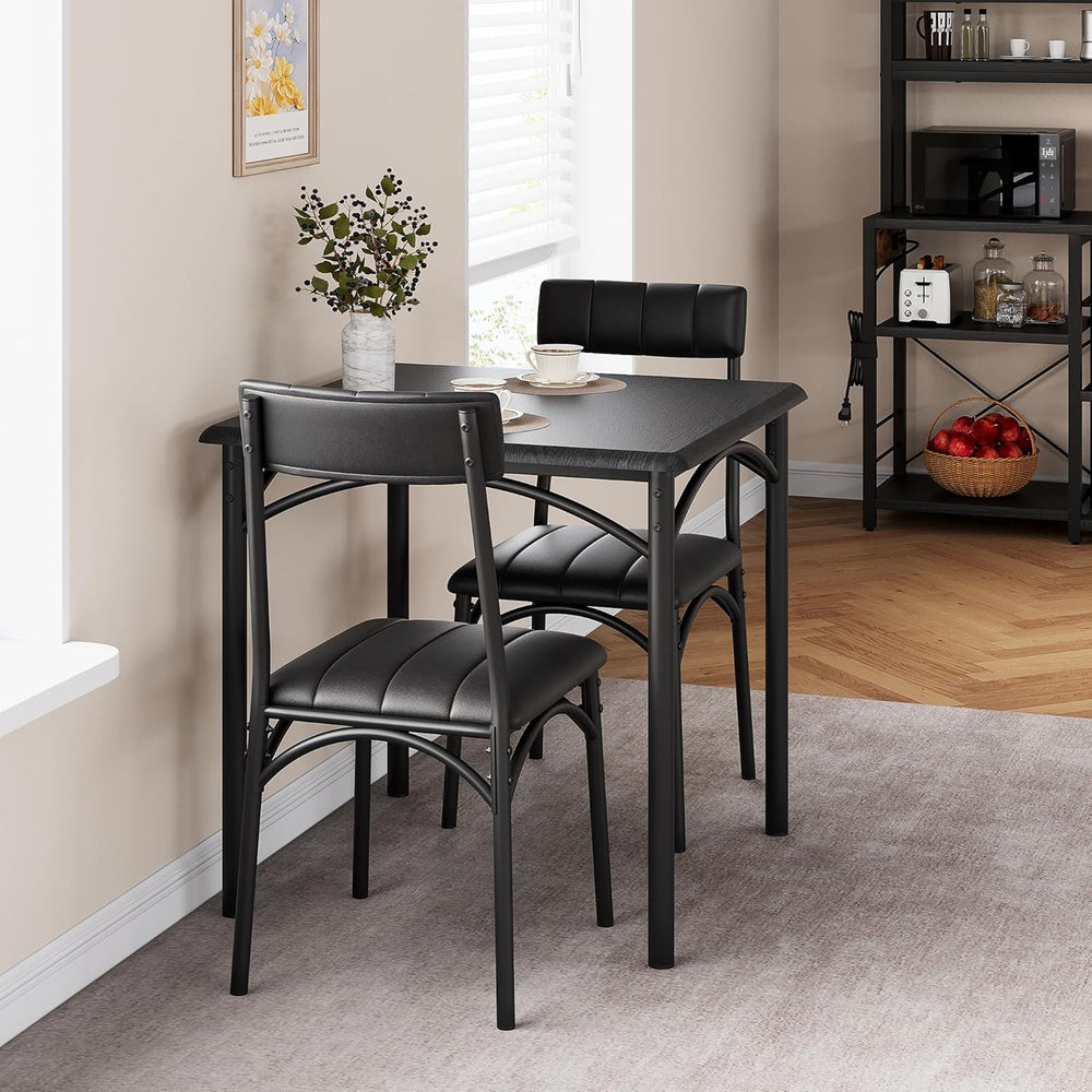 3-Piece Dining Table Set for 2, Kitchen Table Set with 2 Upholstered Chairs, ...