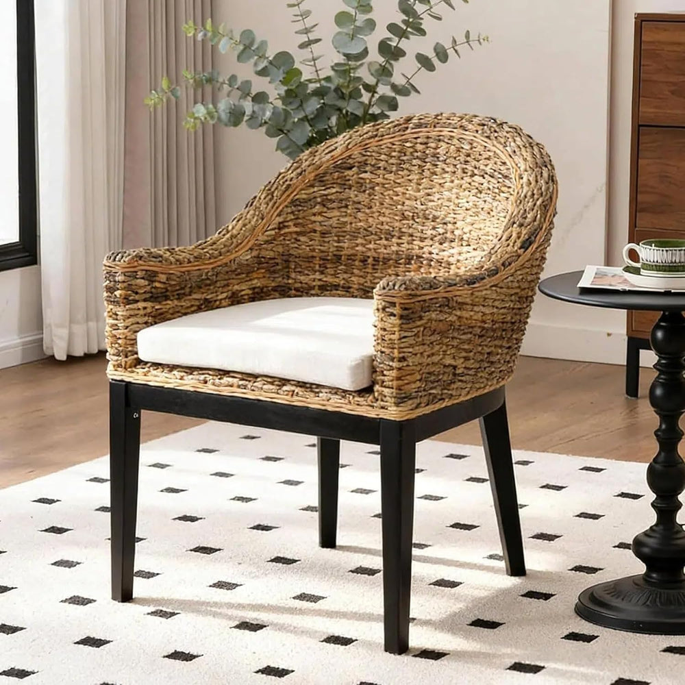DUHOME Rattan Accent Chair,Modern Armchair with Natural Rattan Armrest