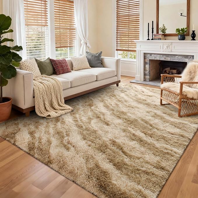 Area Rugs for Living Room, Tie-Dyed 6x9 Feet Soft Fluffy Shagg Plush Rug High by Cuzwlovita