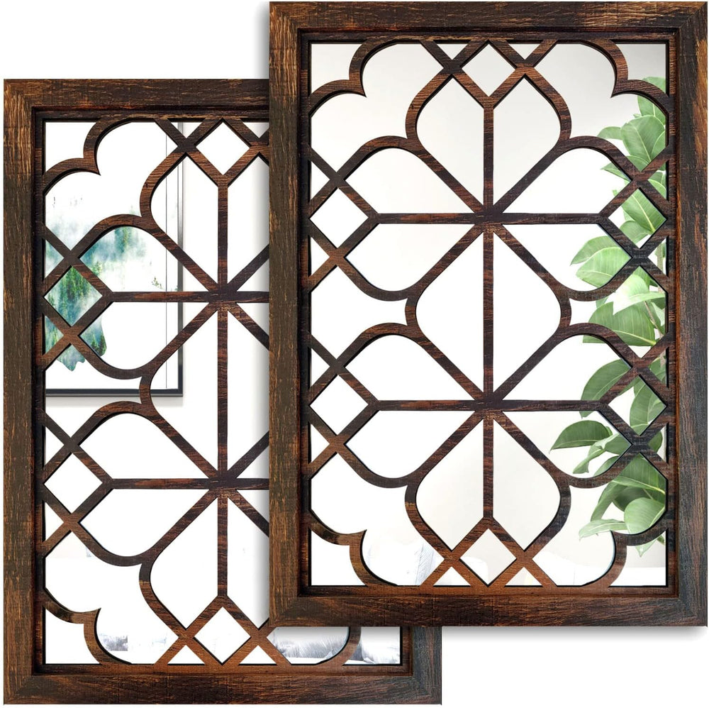 Wocred Set of 2 Rectangular Wall Mirror,Gorgeous Rustic Farmhouse Accent Mirr...