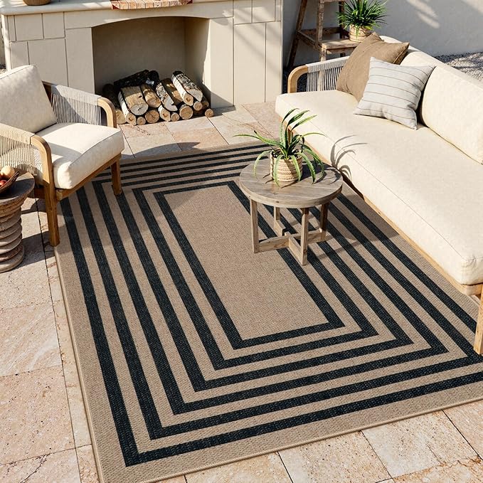 Lahome Enfys Modern Geometric Easy Jute Dining Room Rug, 5x7 Modern Rugs - Image 3