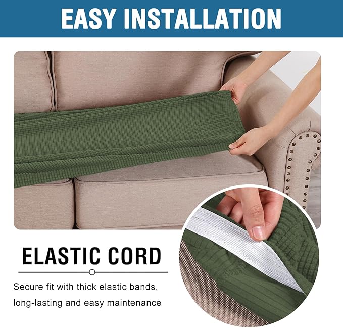 H.VERSAILTEX Super Stretch Individual Seat Cushion Covers Sofa Covers Couch - Image 5