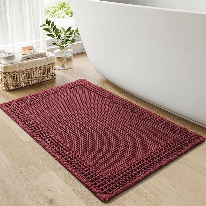 RESARE Waffle Bath Mat for Bathroom, Super Absorbent Bathroom Rugs Non Slip by Resare