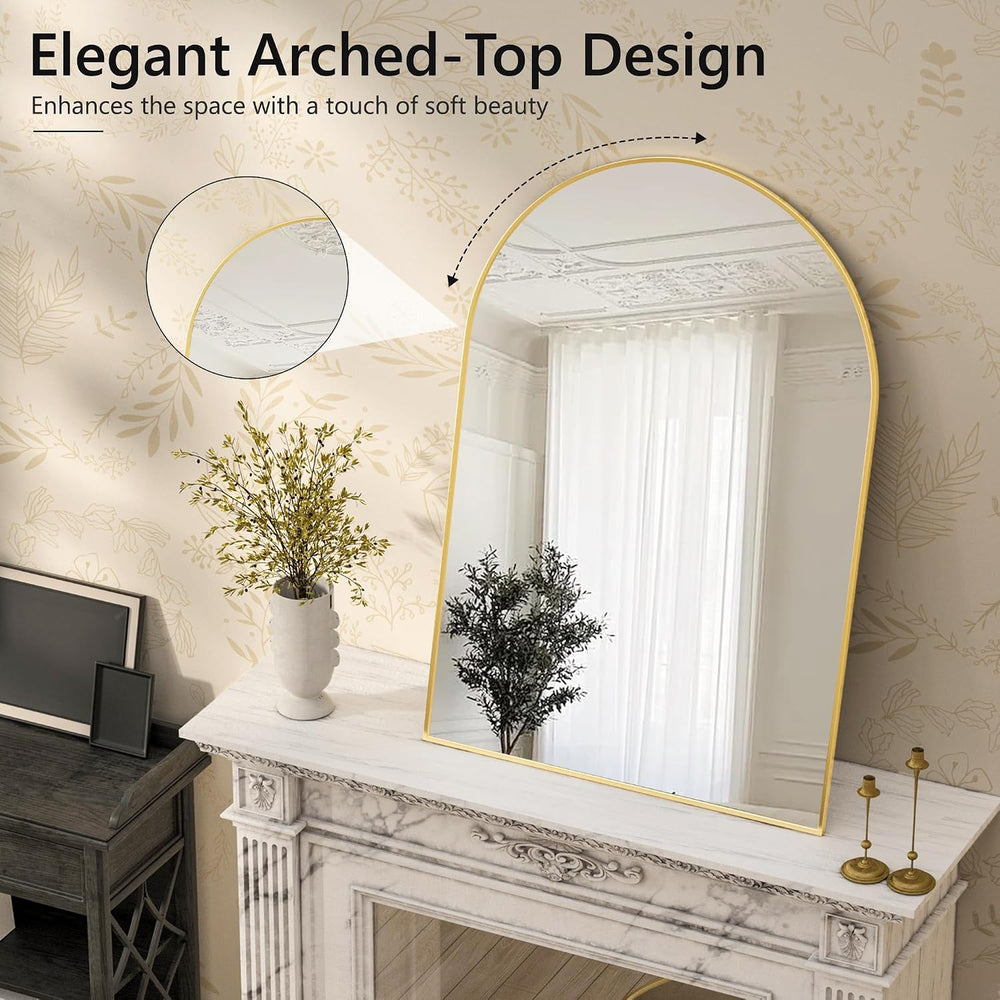 Arched Bathroom Mirror for Wall, 36" x 24" Metal Frame Vanity Mirro...