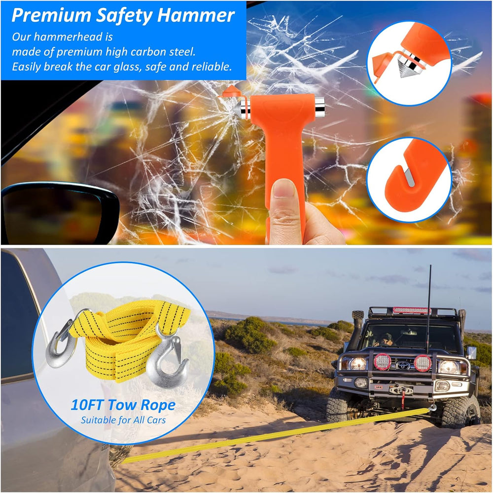 Emergency Car Kit with Jumper Cables & Snow Shovel, Winter Roadside Assis...