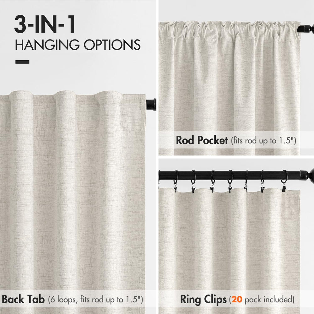 MIULEE 100% Blackout Curtains Linen Curtains & Drapes 90 Inches Long, Beige