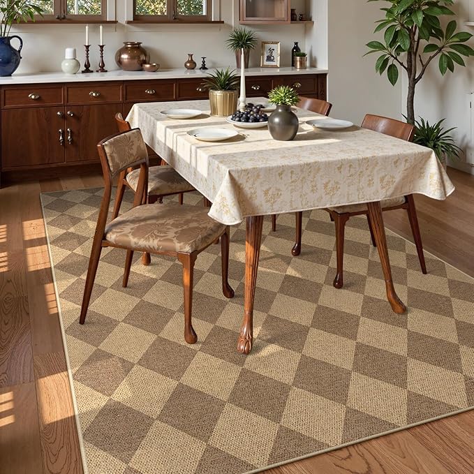 Lahome Colette Checkered Easy Jute 6x9 Rug, Large Rugs - Image 6