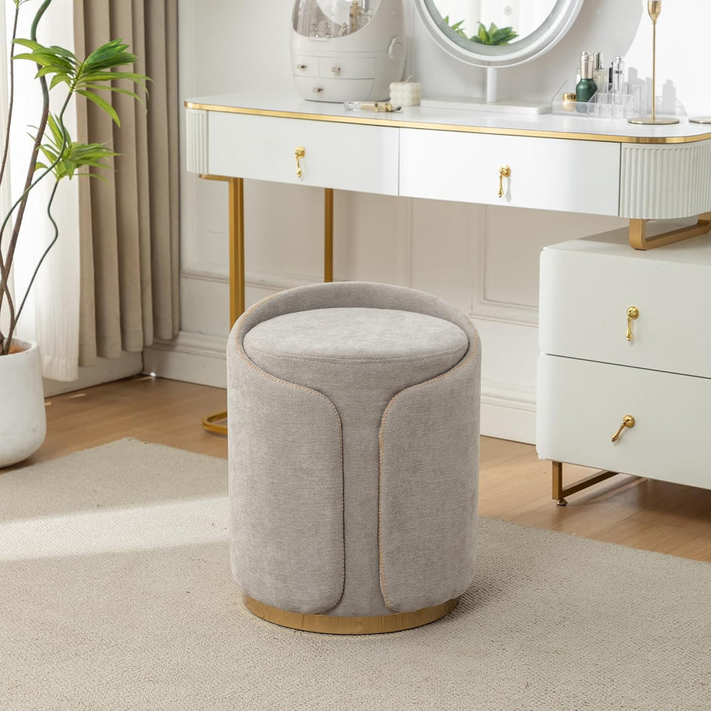 Swivel Vanity Stool with Gold Base Comfy Vanity Chair Modern Round Stool for ...