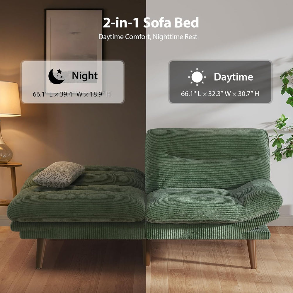 Pipishell Futon Sofa Bed, Modern 66" Futon Couch Convertible to Bed &amp...