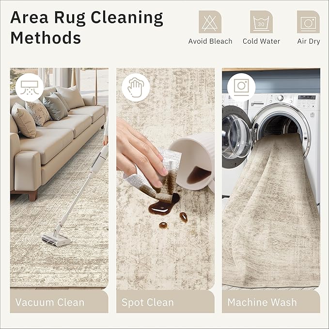 4x6 Area Rugs for Living Room, Vintage Washable Rugs for Dining Room, Home - Image 5