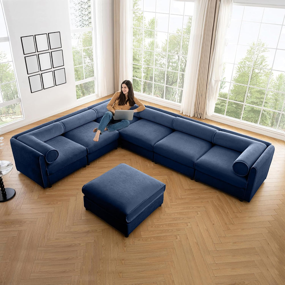 Movable Storage Ottoman for Modular Sectional Sofa, Modern Oversized Upholste...