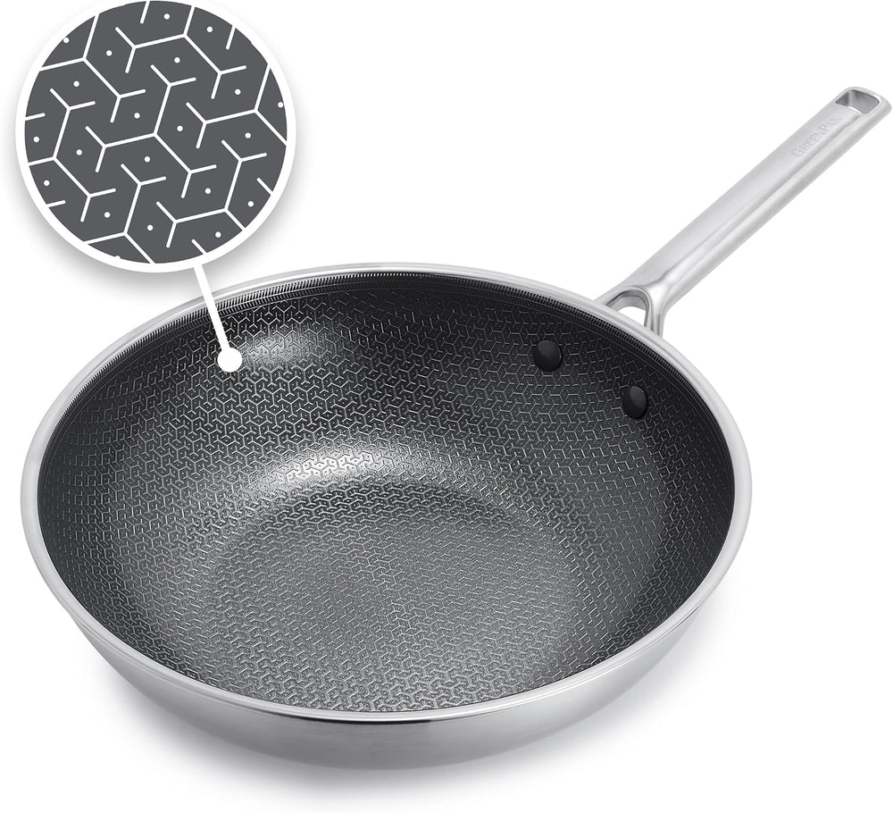 GreenPan Hybrid 11” Nonstick Stainless Steel Wok Pan, APEX Tri-Ply Thermobond