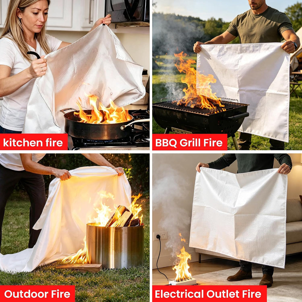 Fire Blanket for Home and Kitchen,40" x 40",8 Pack,Emergency Fire B...