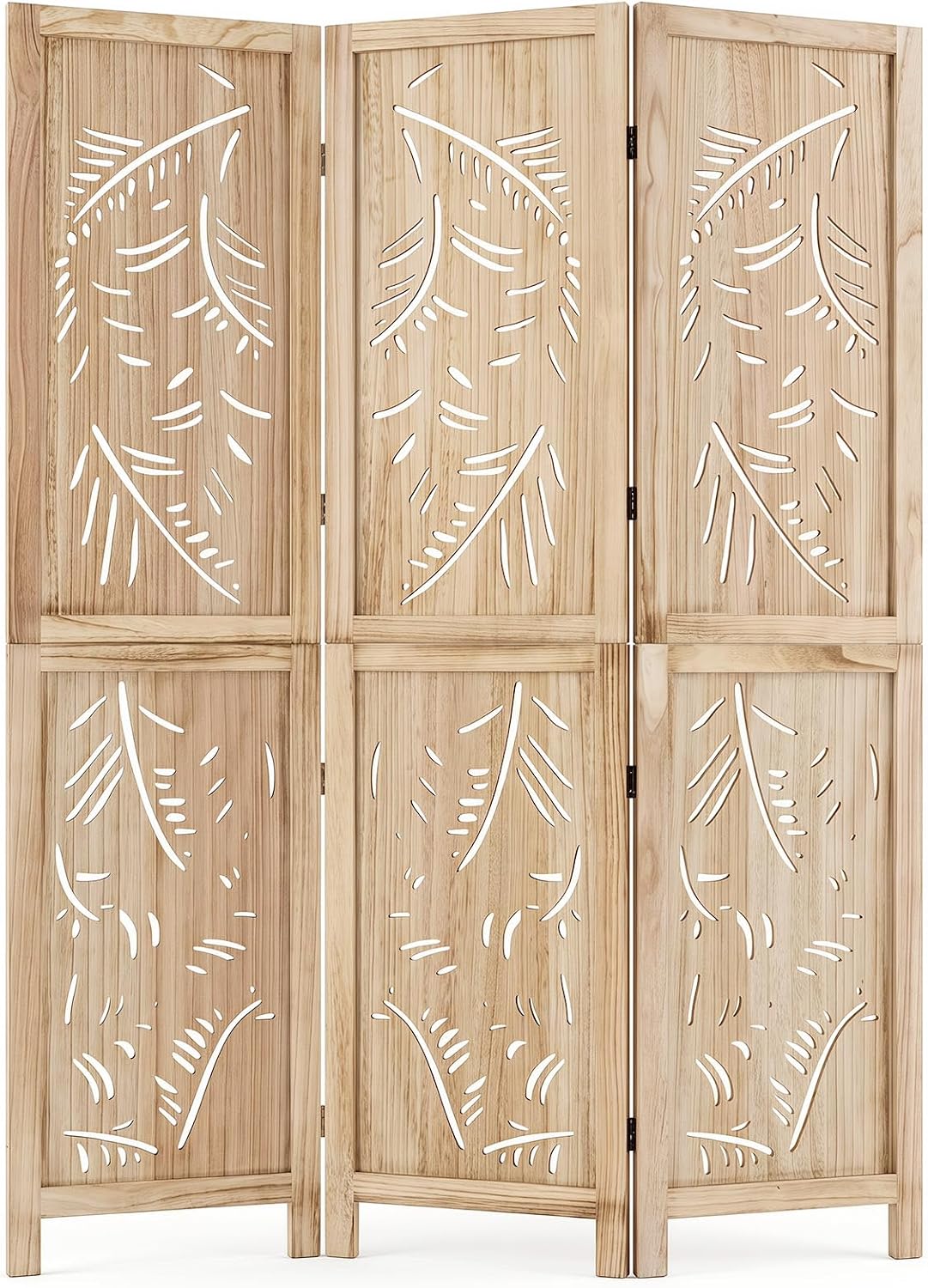 giantex 3 panel boho room divider with carved, main product view