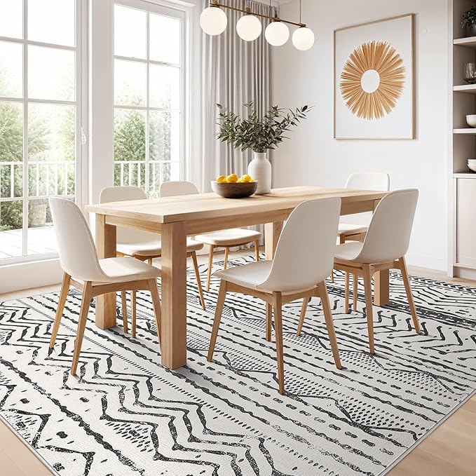 Nakagishi Black Rug for Living Room: 8x10 Washable Boho Large Neutral Soft - Image 6
