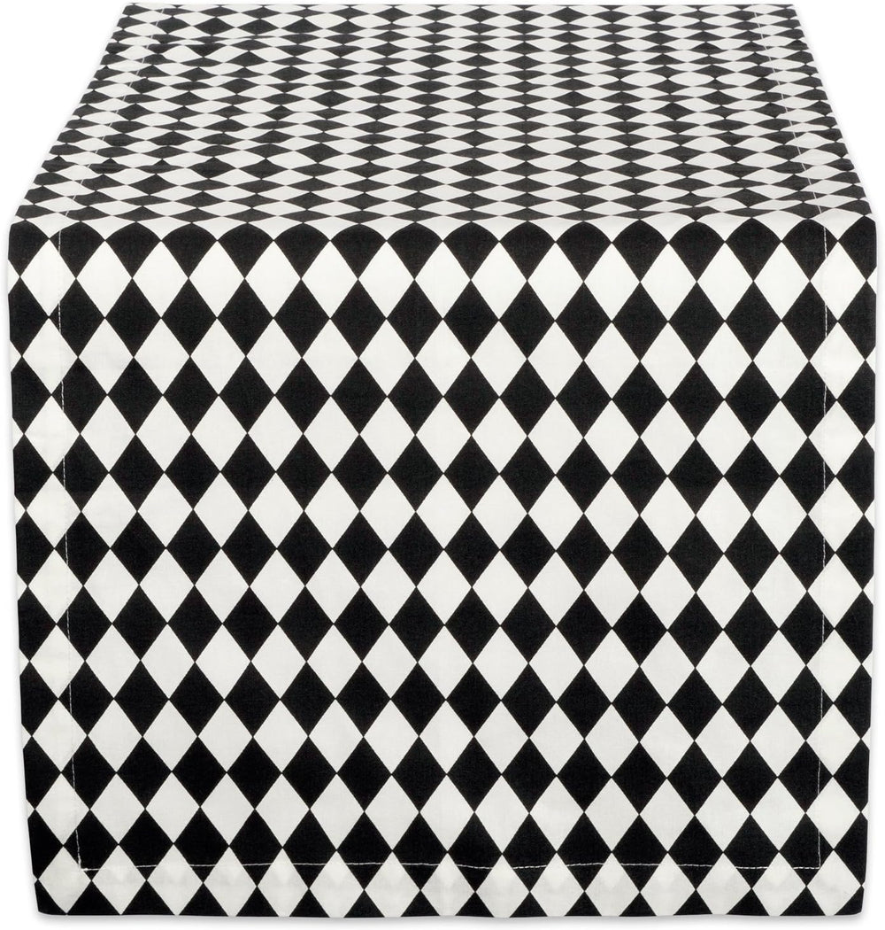 DII Halloween Tabletop, Harlequin Collection, Table Runner, 14x72, Black and ...