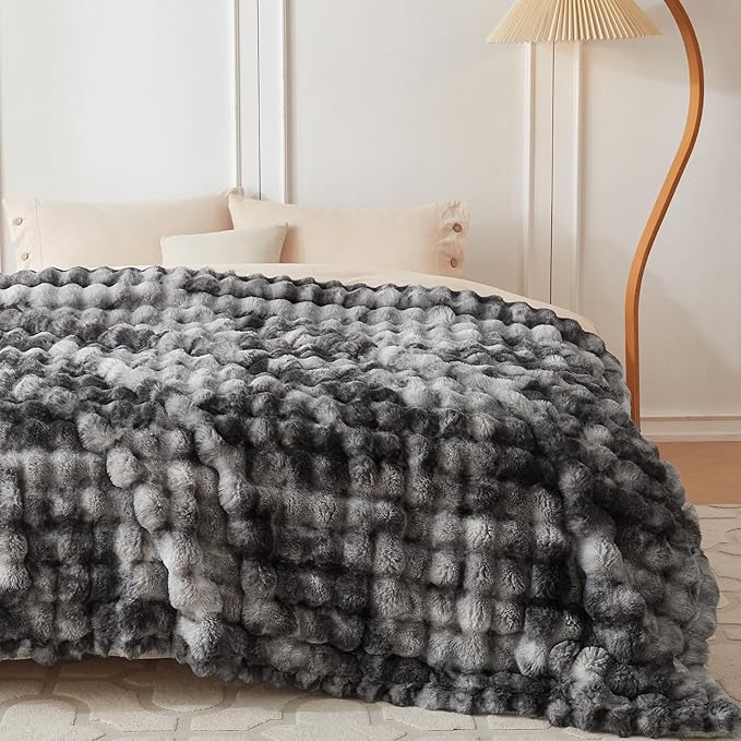 COOVA Faux Fur Throw Blanket for Couch, Cozy Soft and Fuzzy Plush Rabbit Fur - Image 2