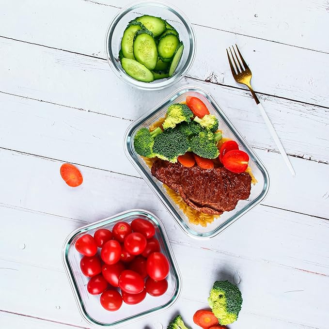 FAWLES 12 Pack Glass Meal Prep Containers