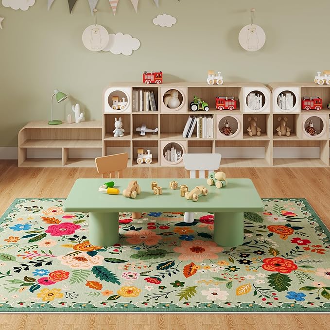 Rugcomf Living Room Rug 5x7 Rug Machine Washable Boho Area Rug Non Slip Floral - Image 7