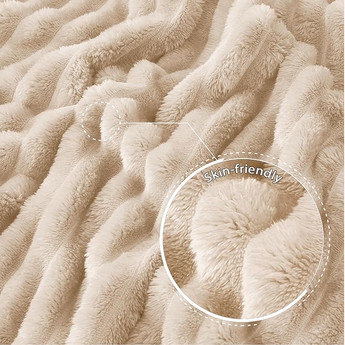Exclusivo Mezcla Twin Size Flannel Fleece Blanket, Super Soft Striped Jacquard - Image 5