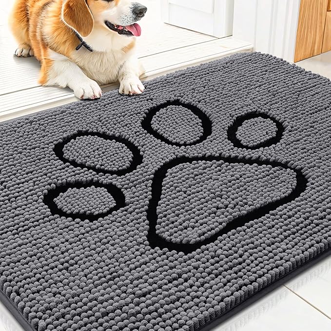 Smiry Dog Door Mat for Muddy Paws, Absorbent Dirt Trapper Non Slip Quick Dry by Smiry
