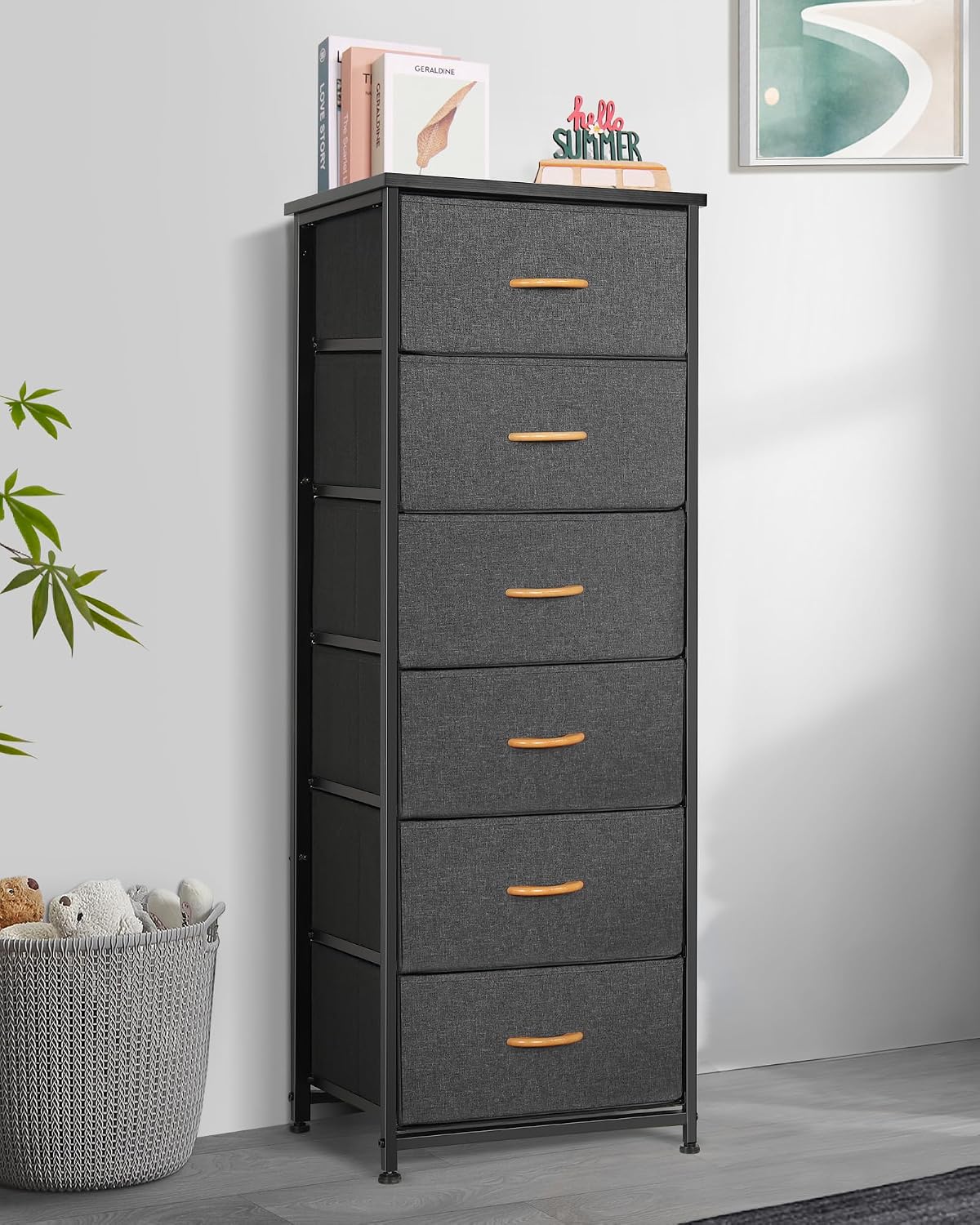 mifuro tall dresser for bedroom with 6 drawers shown in use