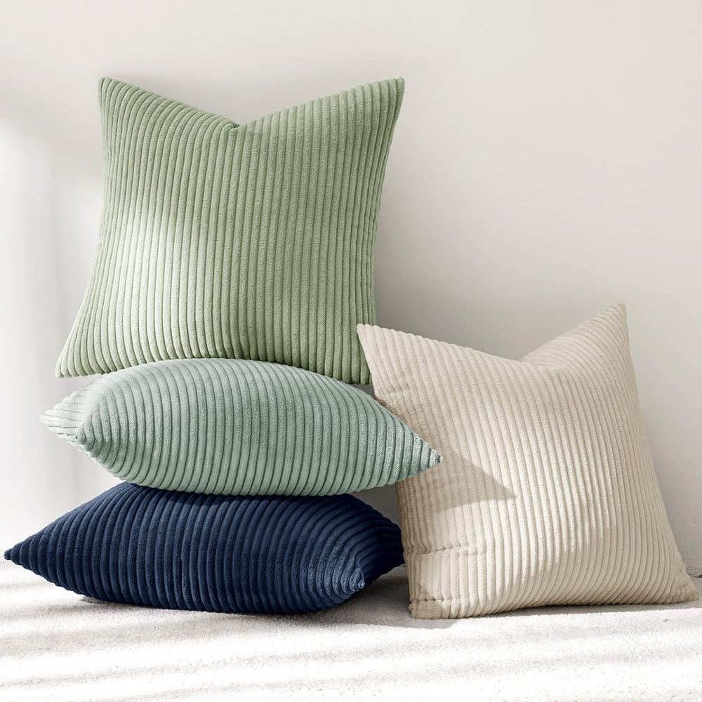 MIULEE Soft Corduroy Decorative Throw Pillow Covers Muted Teal 18x18