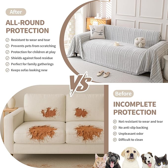 Boho Chenille Couch Cover for Dogs, Non Slip Sofa Cover, Couch Slipcover Covers - Image 3