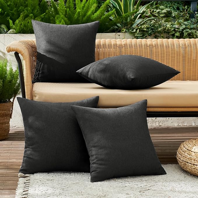 MIULEE Pack of 4 Decorative Outdoor Throw Pillow Covers Linen Waterproof Pillow - Image 3