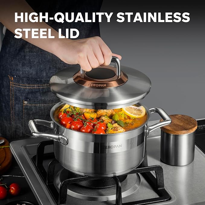 Hybrid Nonstick 3-Quart Stockpot, 8 Inch Stainless Steel Stockpot - Image 5