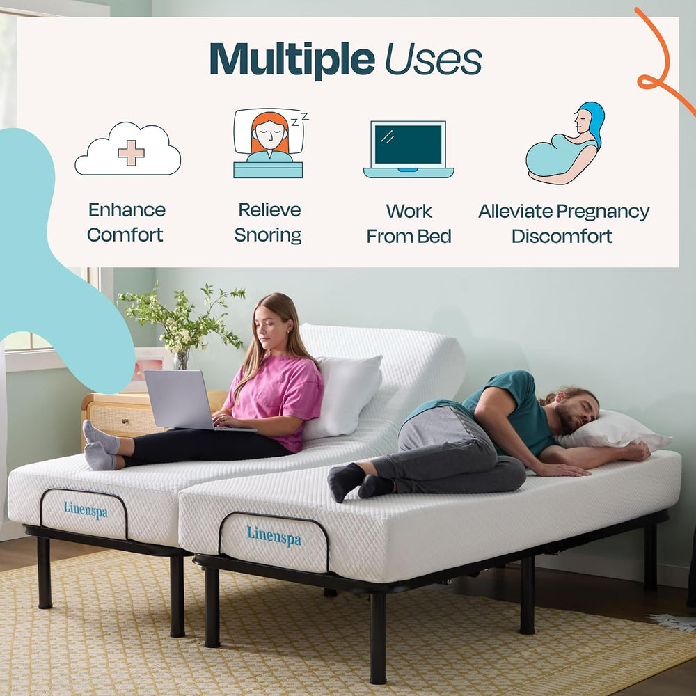 Linenspa L100 Adjustable Bed Base, Head and Foot Incline, Twin XL Size