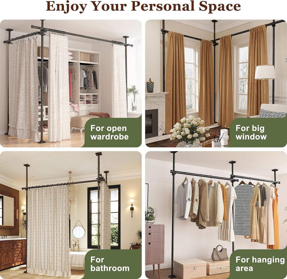 Goovilla Room Divider for Room Separation, 4-10ft(H) 28-114inch(W), Black