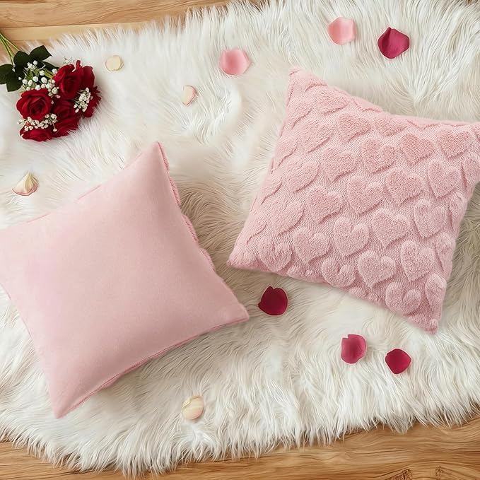 decorUhome Valentine’s Day Soft Plush Throw Pillow Covers 18x18 Inch Set of 2 - Image 4
