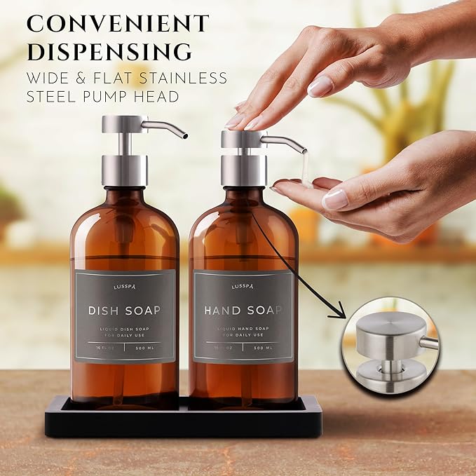 Glass Soap Dispenser Set of 2