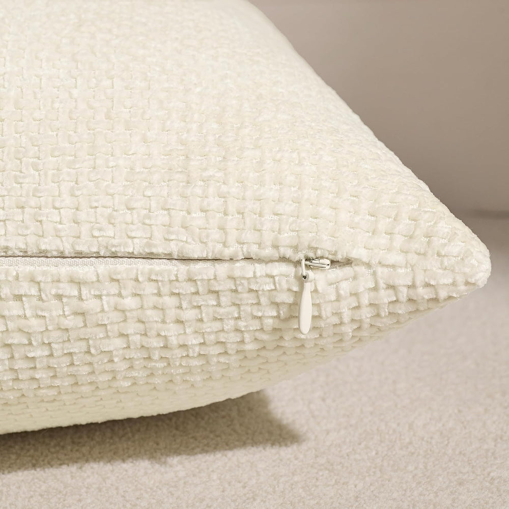 Couch Throw Pillow Covers 18x18 Inch Pack of 4 Neutral Light Brown Soft Decor...
