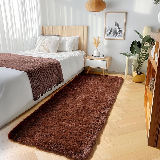 ONASAR Brown Runner Rugs for Bedroom Living Room, Fluffy 2x6 Bedside Hallway - Image 5