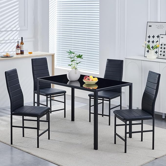 PU Dining Chairs Set of 4, Modern Kitchen & Dining Room Chairs Faux Leath...