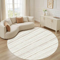 Nakagishi Round Rug Boho Area Rugs: 8x8 Washable Large Circle Neutral Soft by NakagishiAreaRug