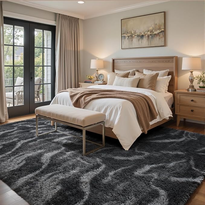 5x7 Ft Large Shag Rugs for Bedroom Living Room, Tie Dyed Ultra Soft Fluffy - Image 3