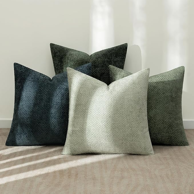 MIULEE Pack of 4 Couch Throw Pillow Covers 20x20 Inch Green Forest Soft - Image 3