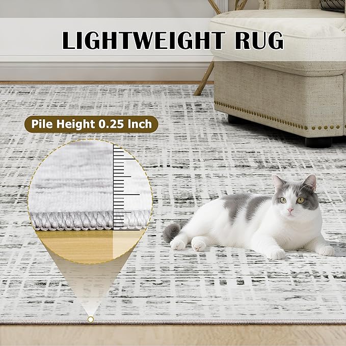 8x10 Area Rugs Washable Rug: Anti-Skid Abstract Modern Living Room Rug Soft - Image 7