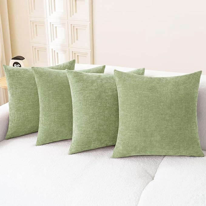 CaliTime Throw Pillow Covers Decorative 18 X 18 Inches Pack of 4 Cozy Chenille by CaliTime