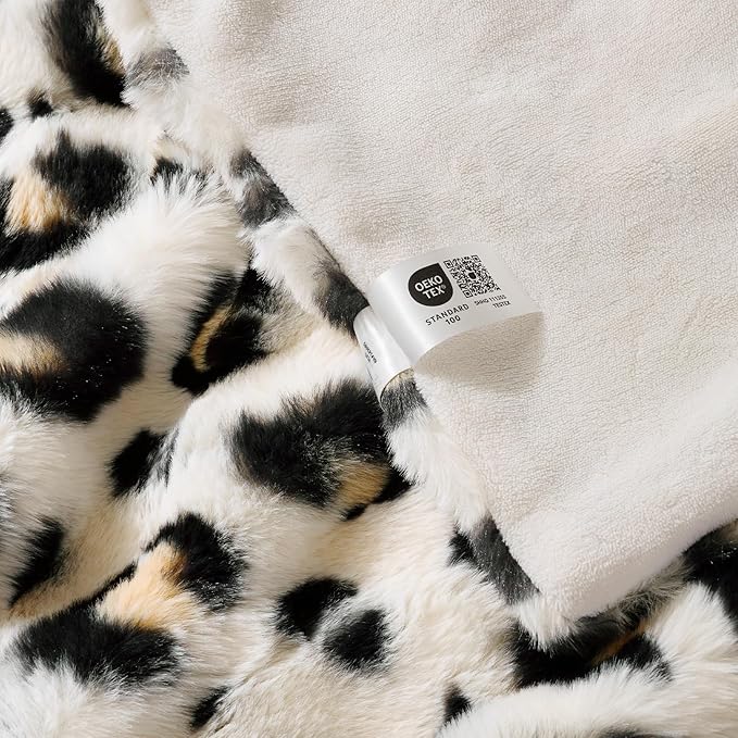 Cozy Bliss Leopard Print Faux Fur Throw Blanket - Image 5