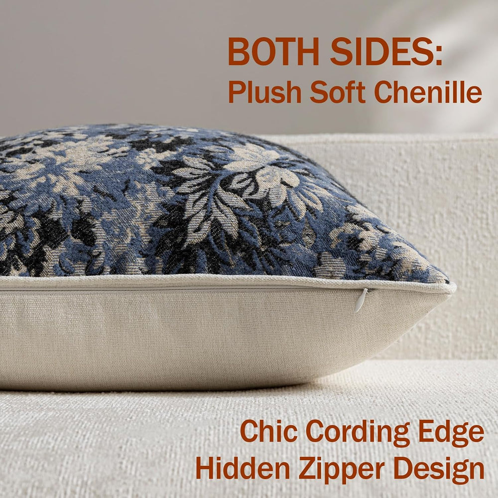 DEZENE Pack of 1 Vintage Floral Lumbar Pillow Covers 14x36 Boho Farmhouse Acc...